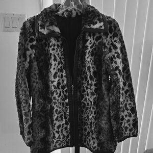 Dennis Basso Reversible Faux Fur /Faux Suede Coat